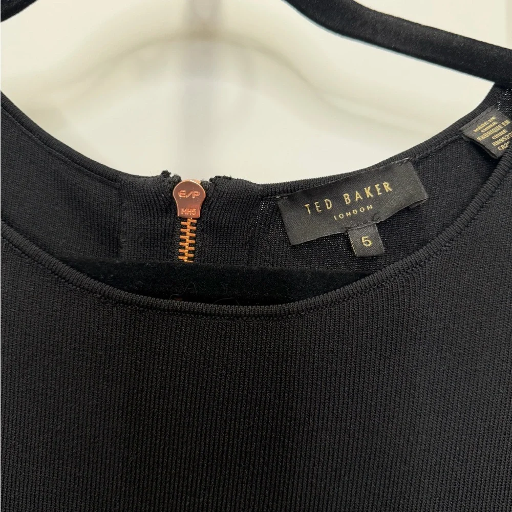 Ted Baker Black Jayney Dress with Gold‎ Zipper Size 12